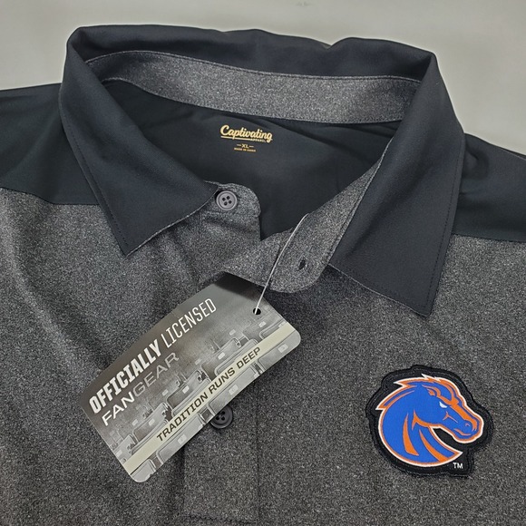 Captivating Apparel BSU Boise Sate Broncos Black Polo Shirt Size XL Men's New - Picture 4 of 8